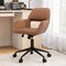 Costway Leathaire Home Office Chair with Ergonomic Backrest Padded Armrests Casters